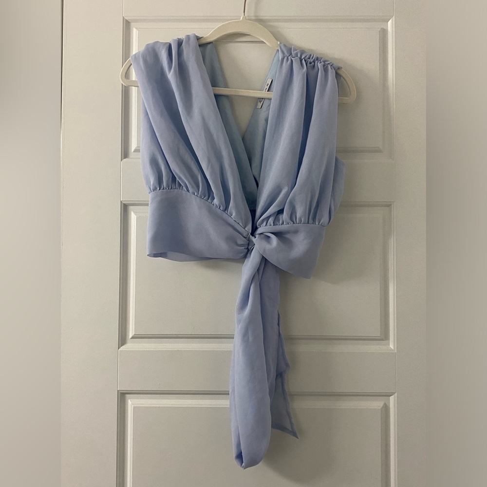 Boutique blue wrap top